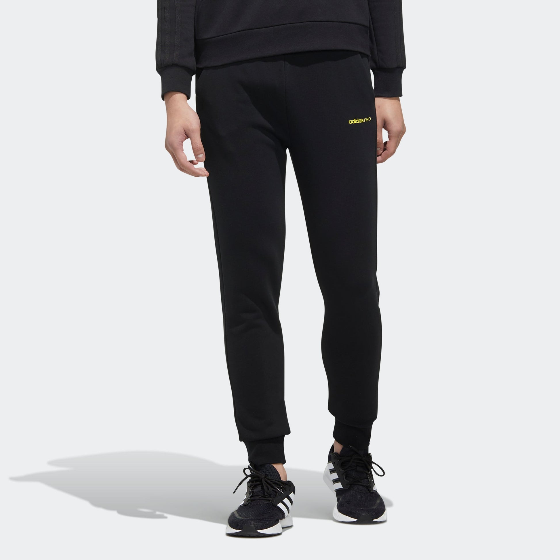 adidas neo M Faves Tp logo Bundle Feet Casual Sports Long Pants Black FU1046