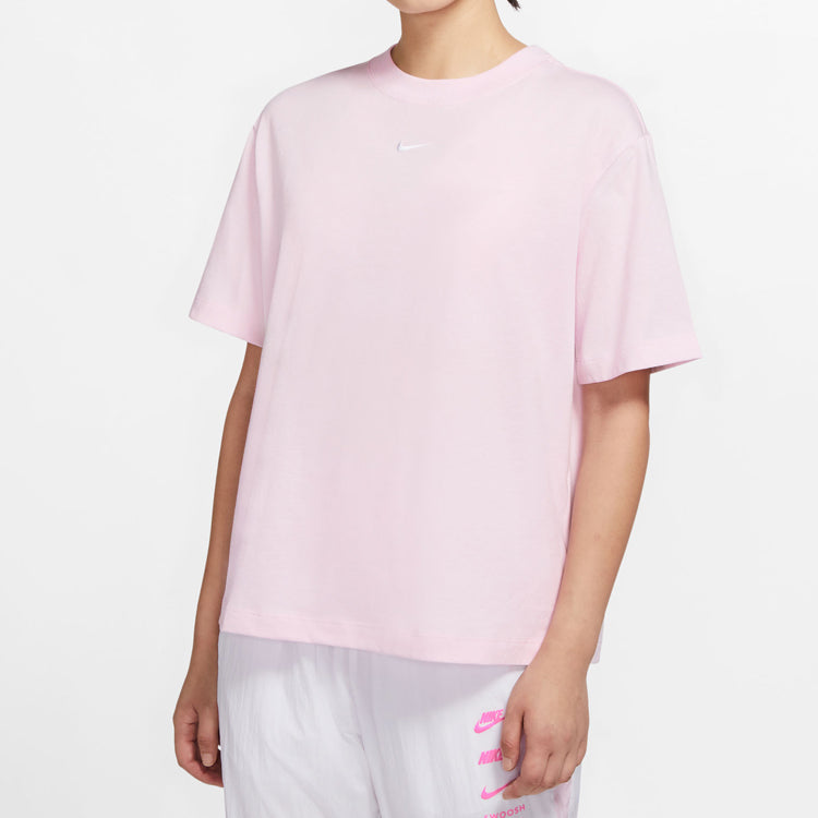 (WMNS) Nike Solid Color Round Neck Short Sleeve Pink DJ2789-630