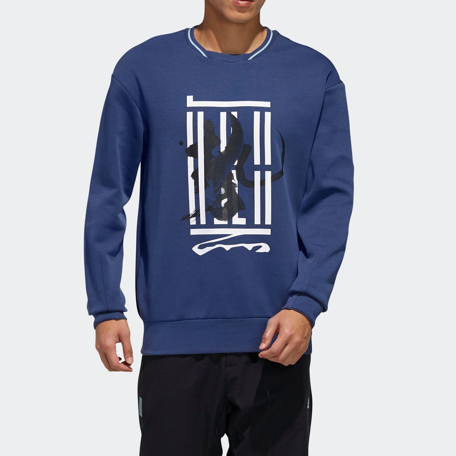 adidas WJ SWT Logo Casual Sports Round Neck Pullover Blue FM9346