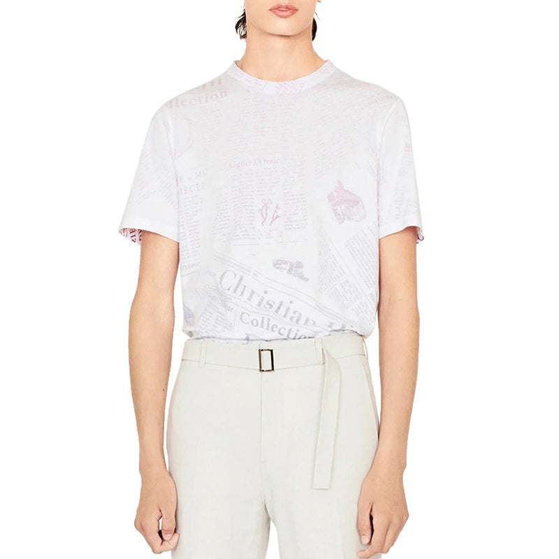 DIOR Printing Round Neck Short Sleeve Unisex White 023J600C0589-C085