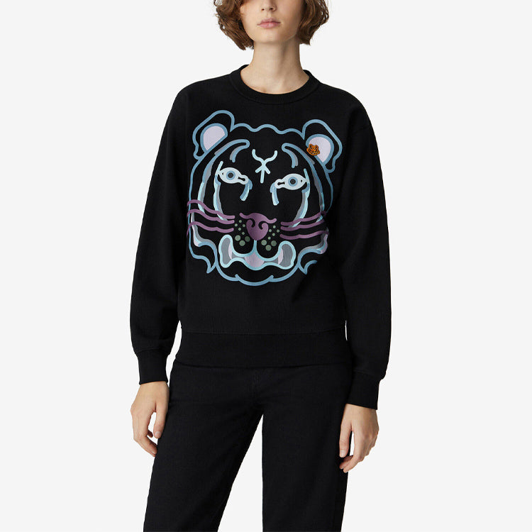 (WMNS) KENZO SS21 Tiger Head Pattern Loose Long Sleeves Black Hoodie FB52SW8964MO-99