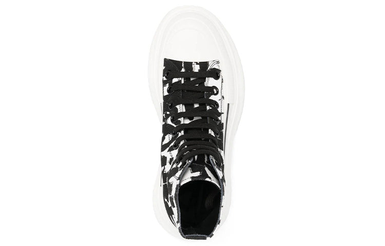 (WMNS) Alexander McQueen McQueen Graffiti Tread Slick Boots 'White Black' 708089W4TG49356