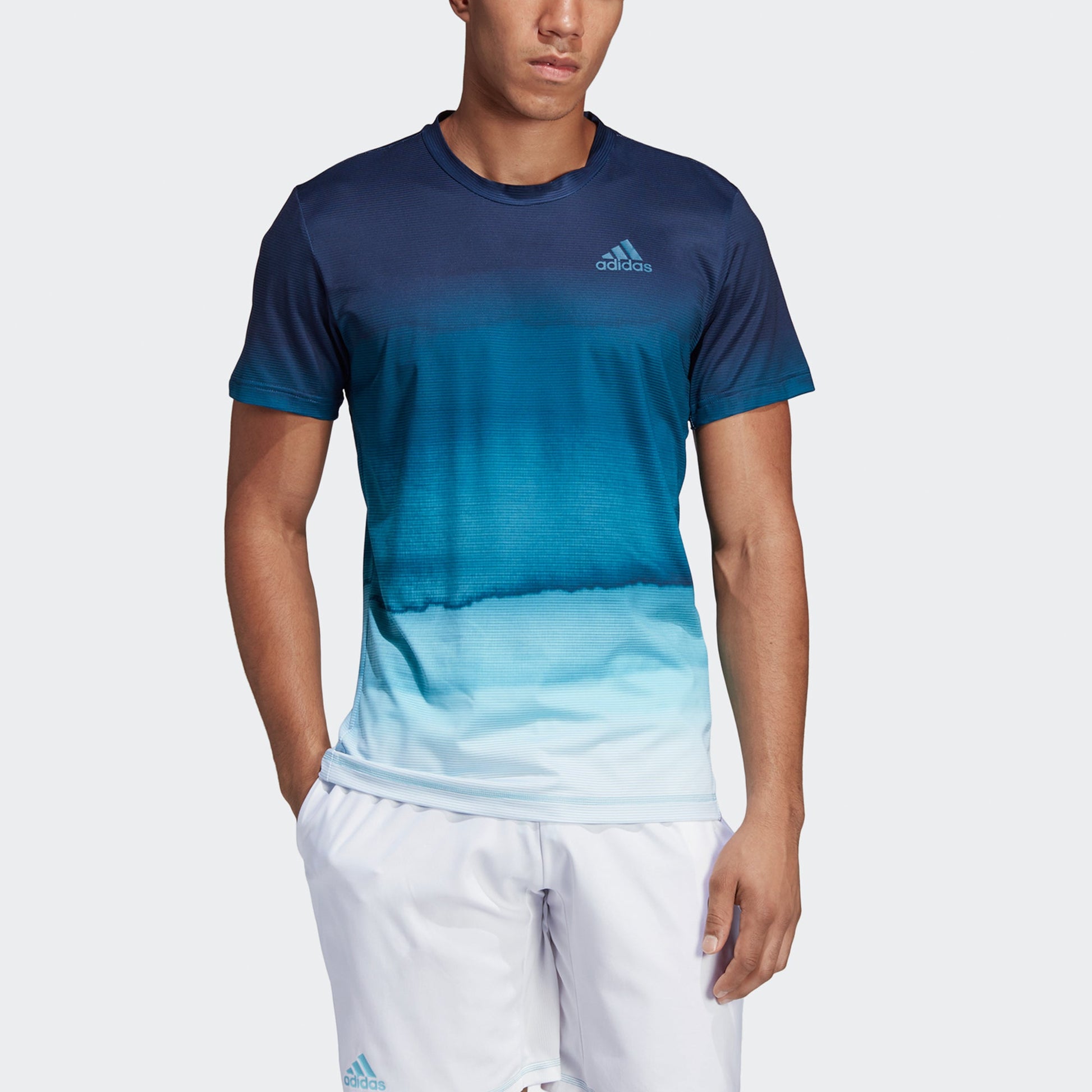 adidas Parley Pr Tee Tennis Gradient Casual Sports Breathable Short Sleeve Light Blue DP0287