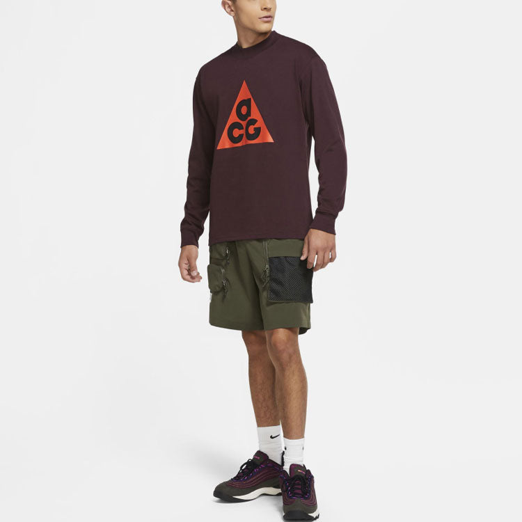 Men's Nike ACG Round Neck Long Sleeves Red T-Shirt DC4080-643