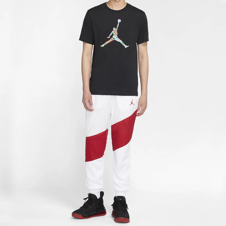 Air Jordan Flying Man Colorful Large Logo Short Sleeve Black DB3700-010