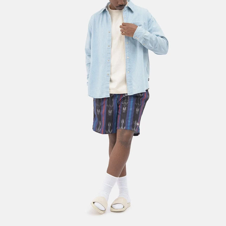 Stussy Flower Embroidered Denim Shirt 'Light Blue' 1110177