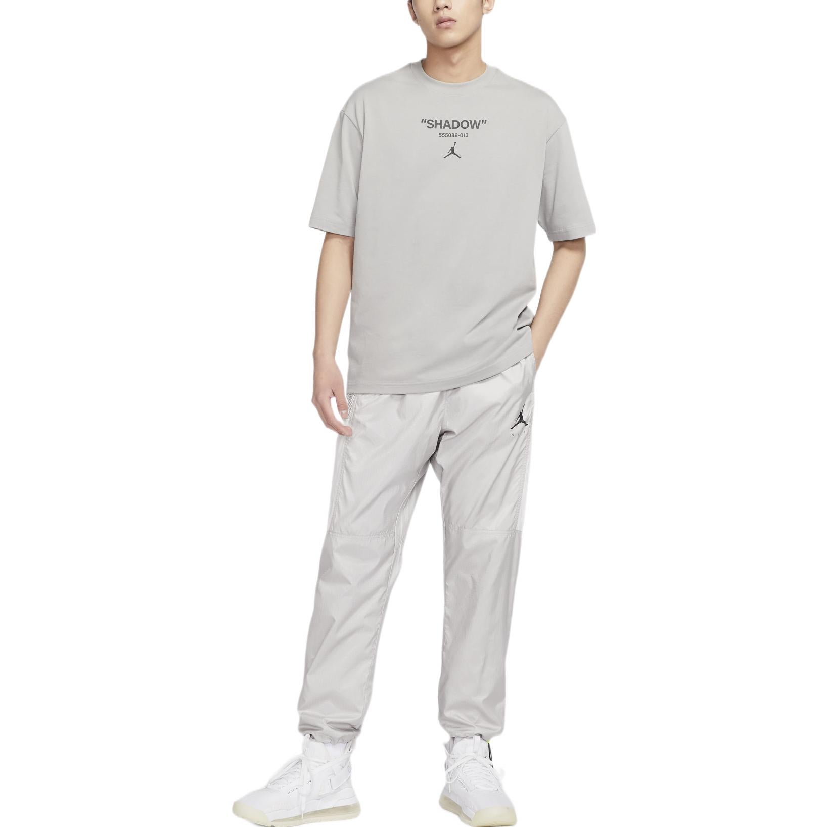 Air Jordan Solid Color Logo Alphabet Round Neck Short Sleeve Gray DV9727-062