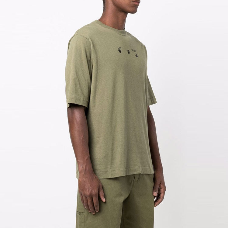 Off-White SS21 Arrow Printing Logo Short Sleeve Ordinary Version Green OMAA119F21JER0225510