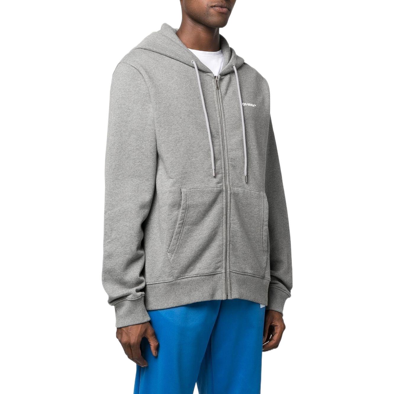 Off-White graphic-print Drawstring Hoodie 'Grey' OMBE013F22FLE0070801
