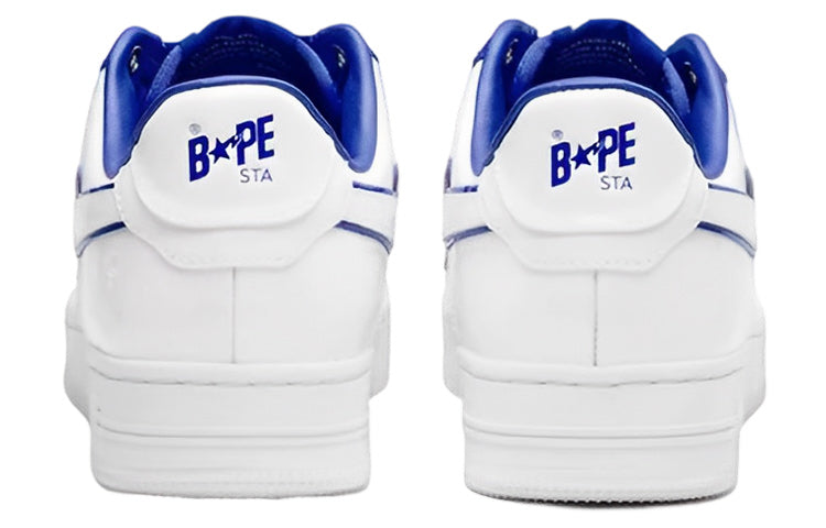 A BATHING APE Bape STA Leather Low 'White Blue' 1J30-191-017-WHITE
