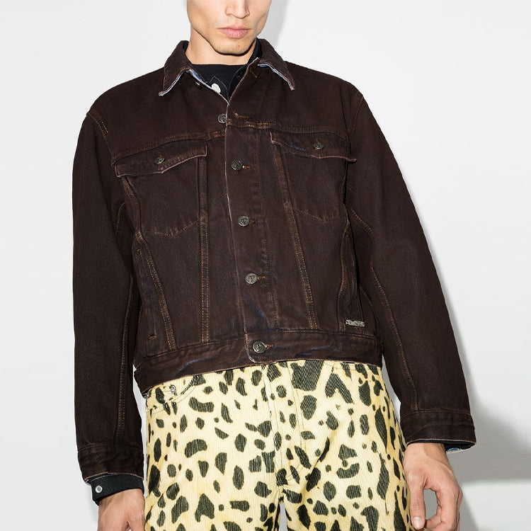 Off-White Arrow-print Denim Jacket Arrow Long-sleeve Jean Jacket Men's Dark Blue OMYE061F20DEN0036064