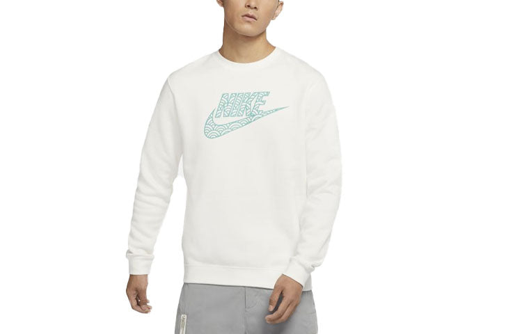 Men's Nike Logo Casual Sports Round Neck Pullover White DR7829-133