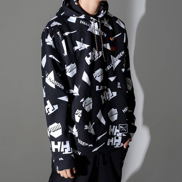 PUMA x Helly Hansen All Over Print Hoodie 'Black White Orange' 597449-01