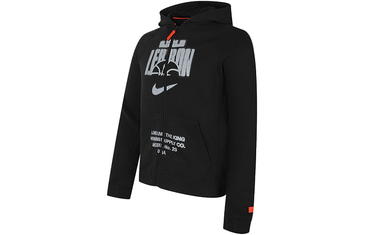 (GS) Nike Breathable Athleisure Casual Sports Hooded Long Sleeves Zipper Jacket Boy Girls Black BV4391-010