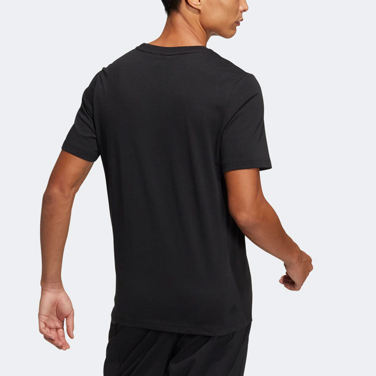 adidas Alphabet Pattern Printing Round Neck Short Sleeve Black HE9944