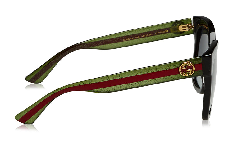Gucci Square Large Red Green Webbing square frame Sunglasses 'Black' GG0034S