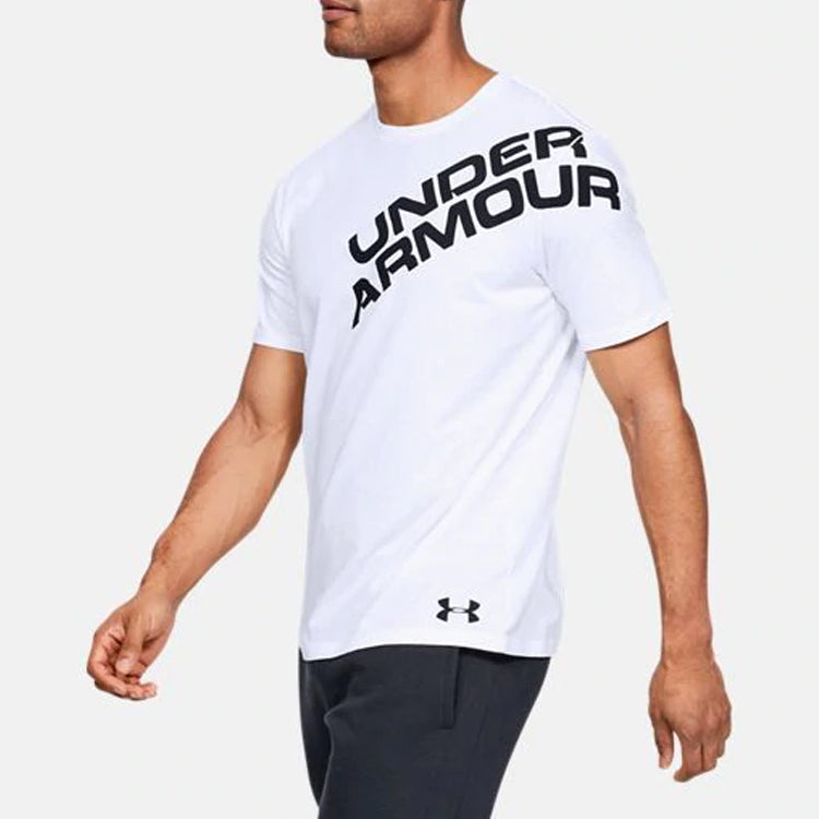 Men's Under Armour Wordmark Shoulder Short Sleeve White 1344227-100