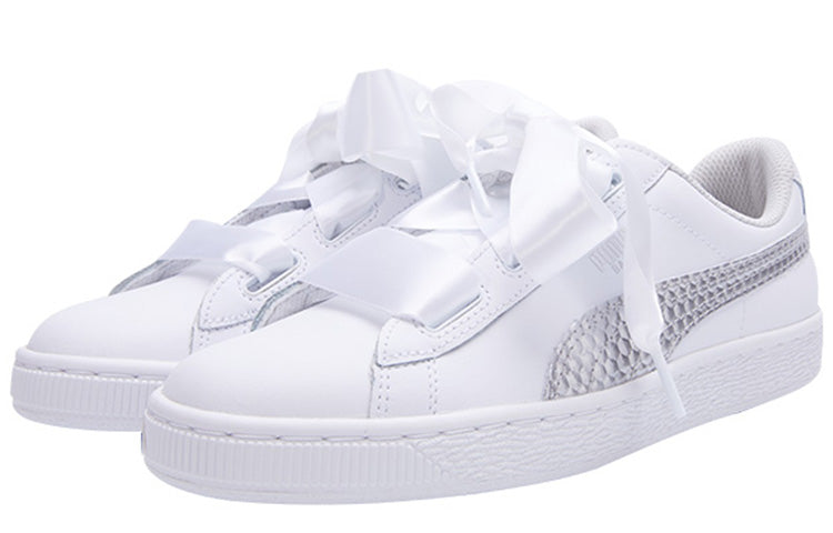 PUMA Basket Heart Coated Glam Jr 'Silver White' 368974-02