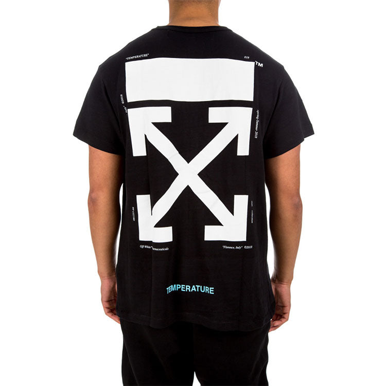 Men's Off-White Mona Lisa Printing Back Arrow Short Sleeve Black T-Shirt OMAA002S180010121001