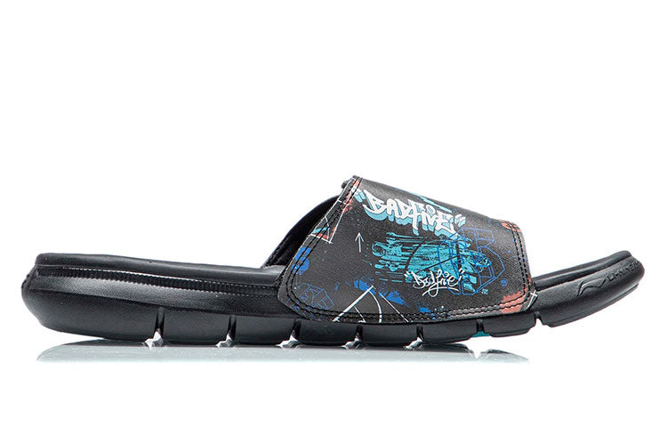 Li-Ning Badfive Basketball Slides 'Black Blue' ABTR007-4
