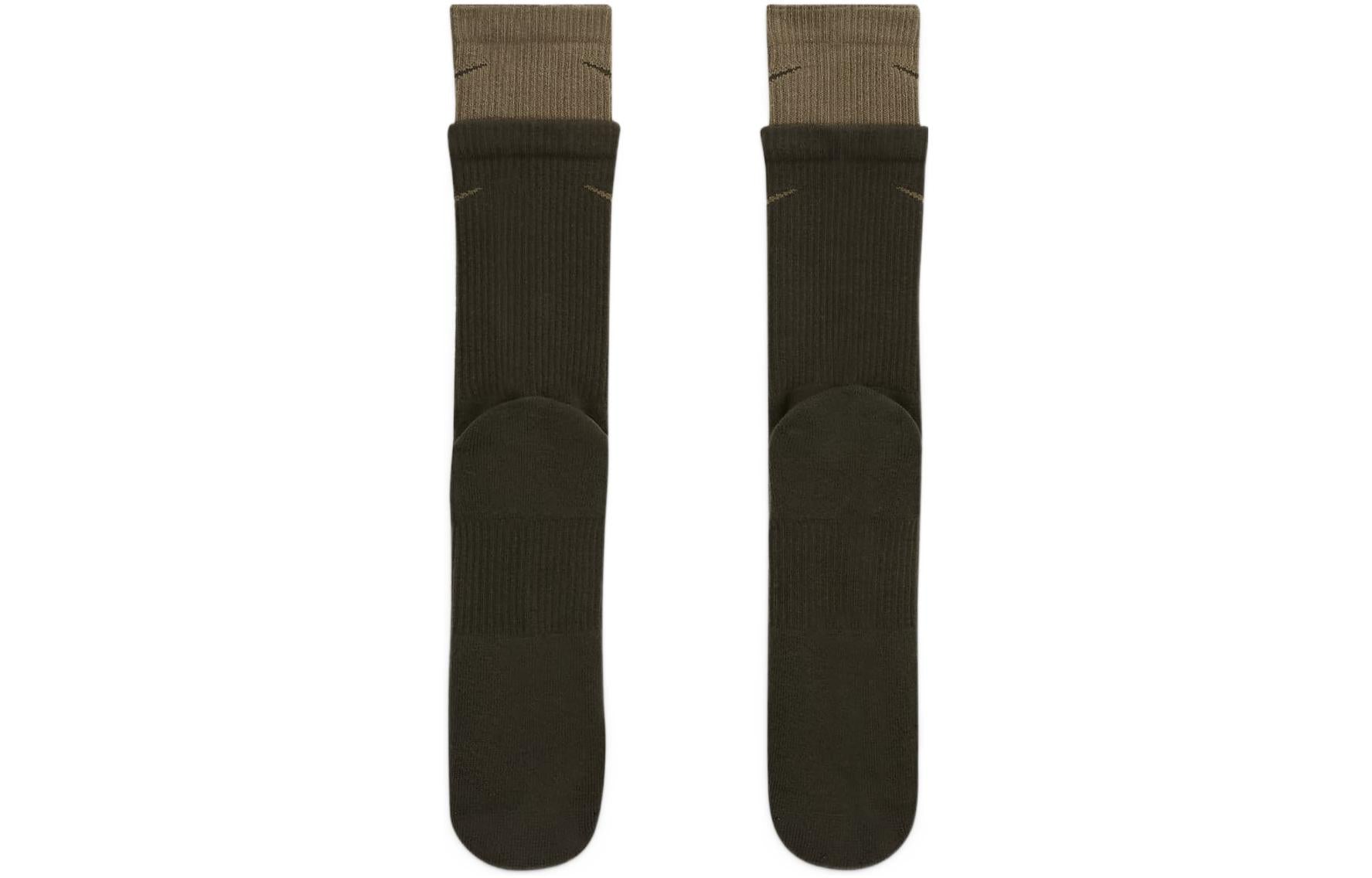 Nike Everyday Plus Cushioned Double Layer Splicing Training Sports Socks Unisex 2 Pairs Khaki Green DD2795-325