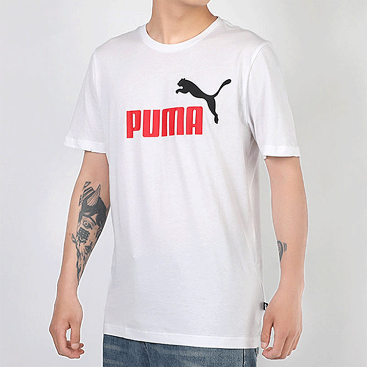PUMA ESS Logo Printing Round Neck Short Sleeve White 586920-02