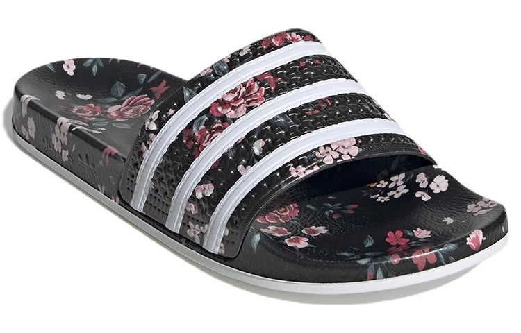 adidas originals Adilette Cozy Wear-Resistant Black Unisex Slippers 'Black White Pink' GZ7196