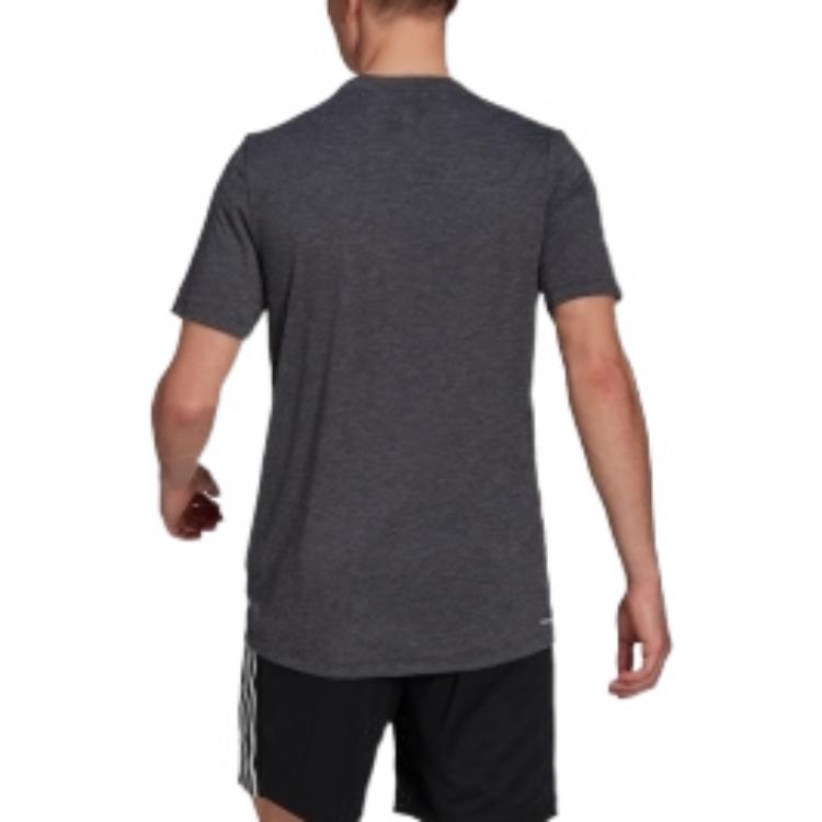 Men's adidas Solid Color Logo Printing Round Neck Pullover Short Sleeve Japanese Version Gray T-Shirt GR0506