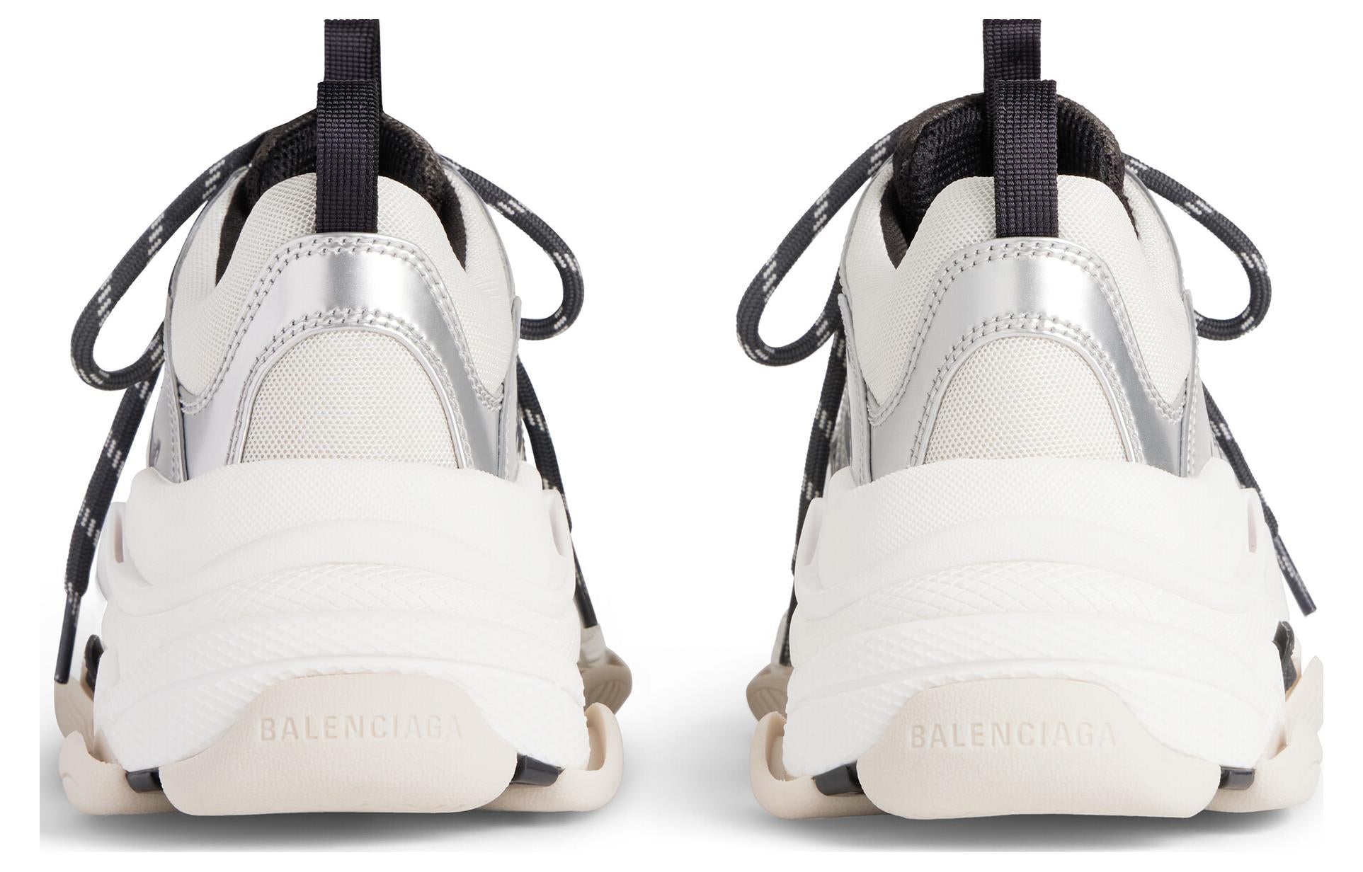 (WMNS) Balenciaga Triple S Sneakers 'Black White Silver Double Foam and Mesh' 524039W2FWM8191