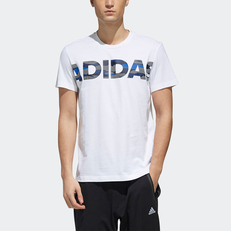 adidas Logo Large Alphabet Printing Short Sleeve White DZ1986