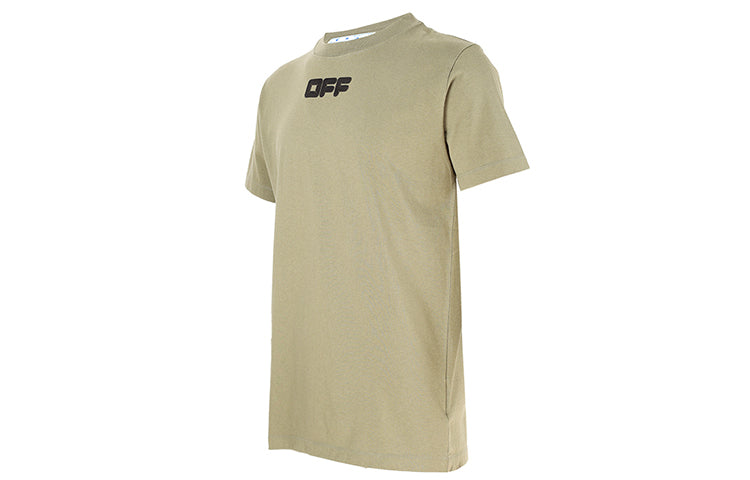 Off-White Logo Printing Round Neck Short Sleeve Ordinary Version Green OMAA027F21JER0035510