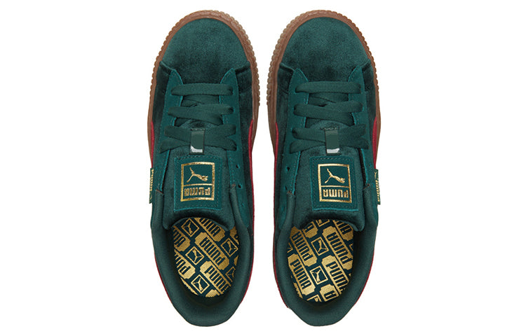 (WMNS) PUMA Platform Velvet Sneakers Green 373935-03
