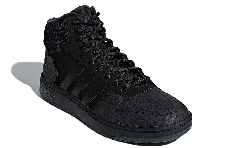 adidas Hoops 2.0 Mid Tumbled Stripes 'Triple Black' B44621