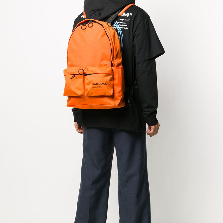 Off-White 20 Slogan Alphabet Printing Industrial Style Multiple Pockets Backpack Schoolbag Orange OMNB003R205210381910