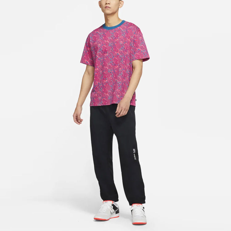 Men's Nike Curved Teardrop Printing Cotton Short Sleeve Red T-Shirt DN7304-662