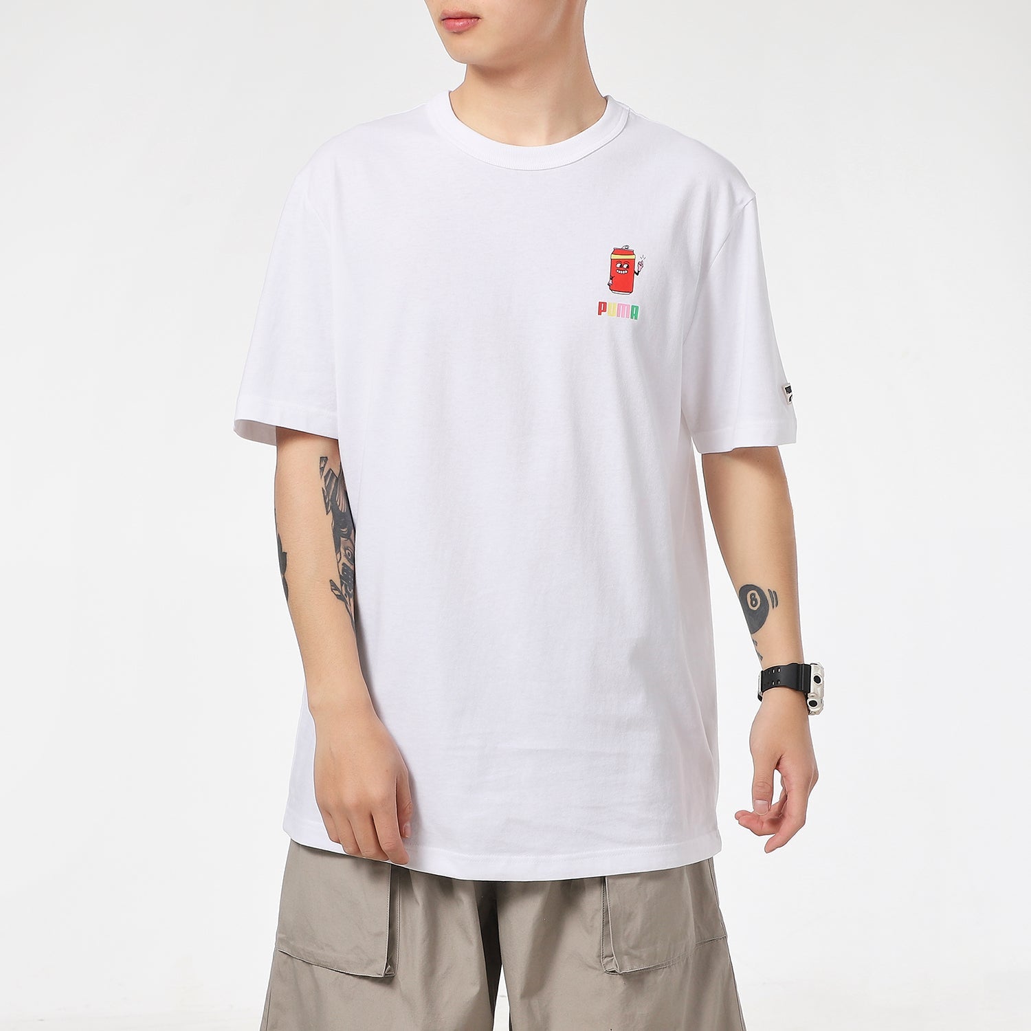 PUMA Sports Alphabet Printing Round Neck Short Sleeve White 531335-52