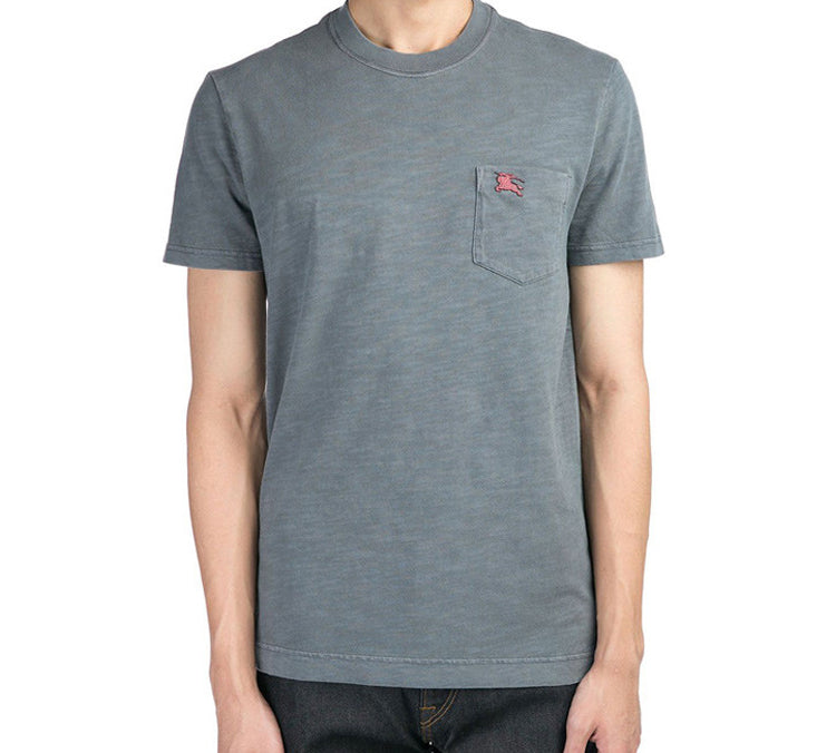 Men's Burberry SS20 Casual Cotton Short Sleeve Gray Blue 3930309