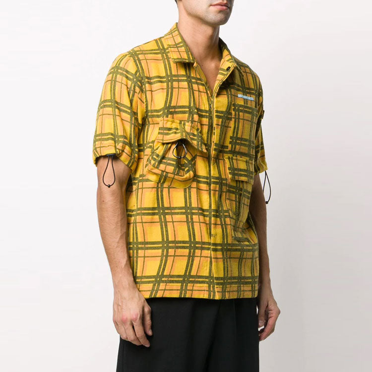 Off-White Plaid Pocket Short Sleeve Shirt Version Yellow OMGA113S20H930206000