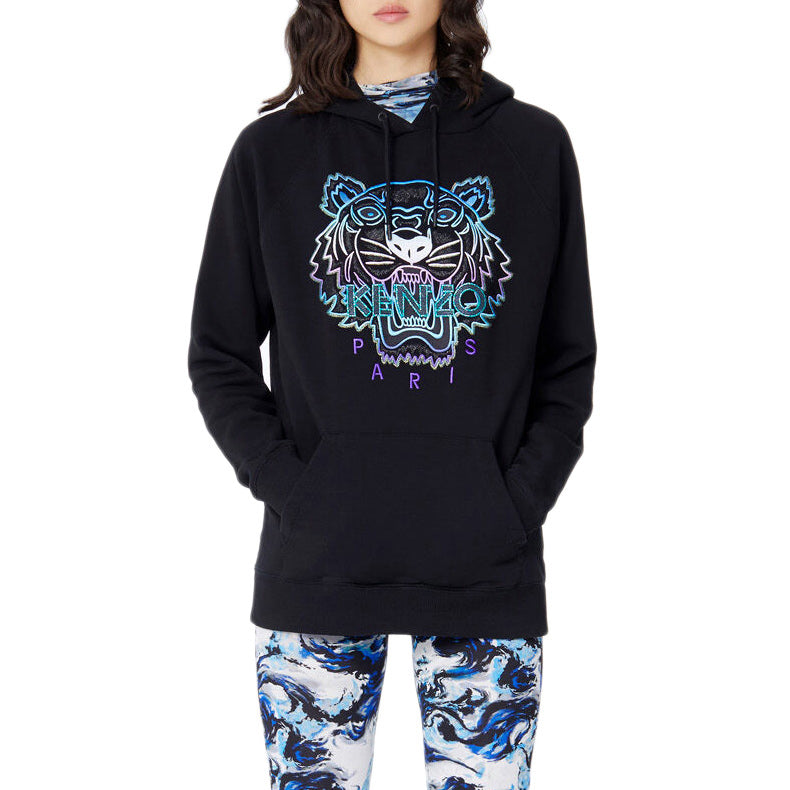 (WMNS) KENZO Tiger Head hooded Pullover Long Sleeves Hoodie Black F962SW7704X7-99