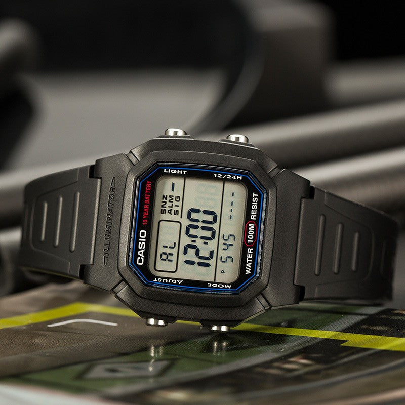 CASIO Waterproof Sports Analog Mens Black Digital W-800H-1A