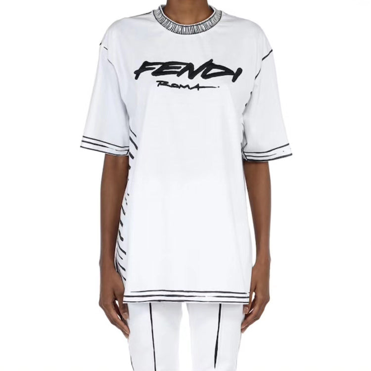 FENDI Series Contrasting Colors Cotton Short Sleeve White FS7254AC6MF0ZNM