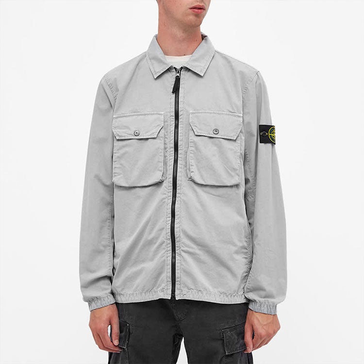 STONE ISLAND 2 Pocket Brushed Cotton Shirt Jacket 'Light Grey' 7515113WN-V0161