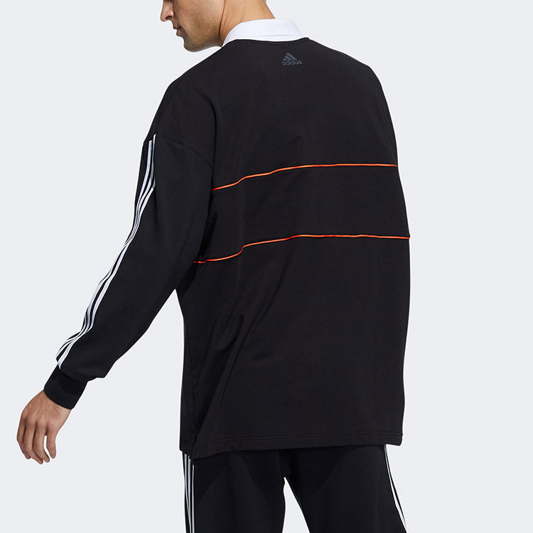 adidas Ub Polo Ls Sports Stylish Logo Printing Long Sleeves Polo Shirt Black GP0893