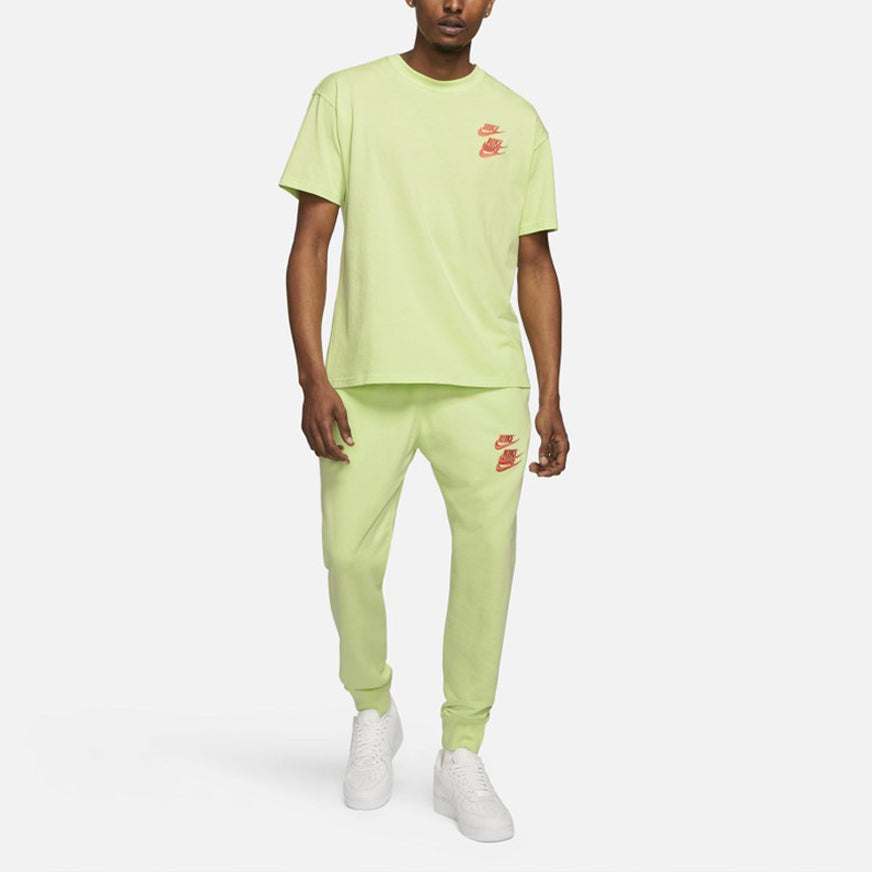 Nike Back Printing Embroidered Logo Sports Round Neck Short Sleeve Green DA0990-383