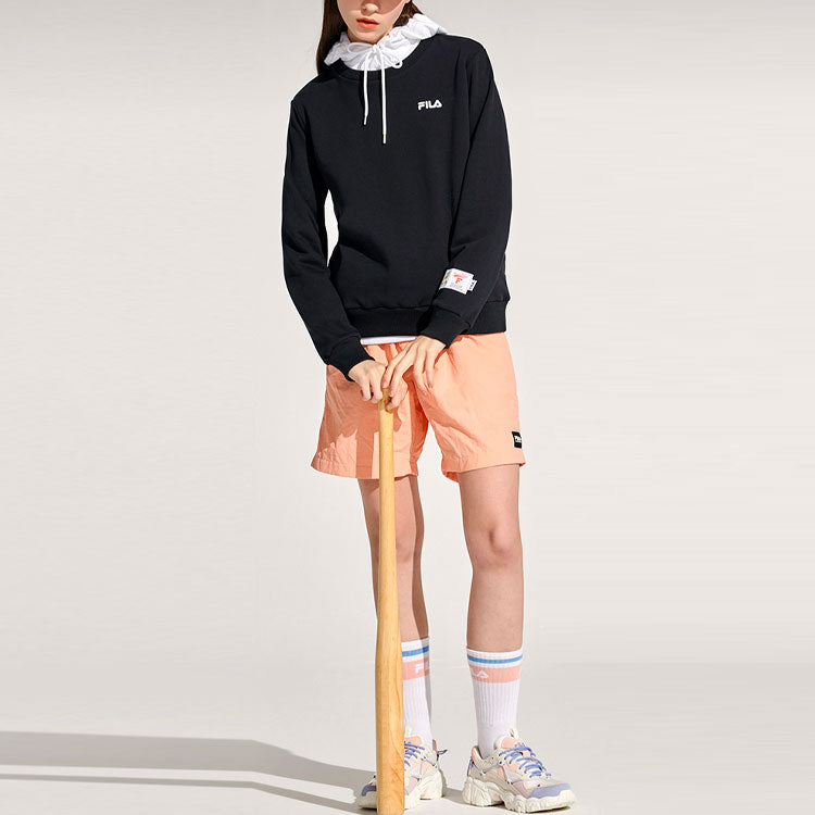 (WMNS) FILA FUSION Logo Printing Sports Round Neck Hoodie Black T11W112208F-BK