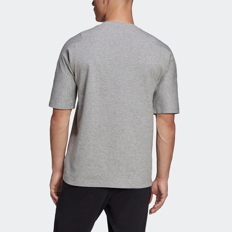 Men's adidas Internal Tee Solid Color Logo Round Neck Pullover Sports Short Sleeve Medium Hemp Grey T-Shirt HB6597