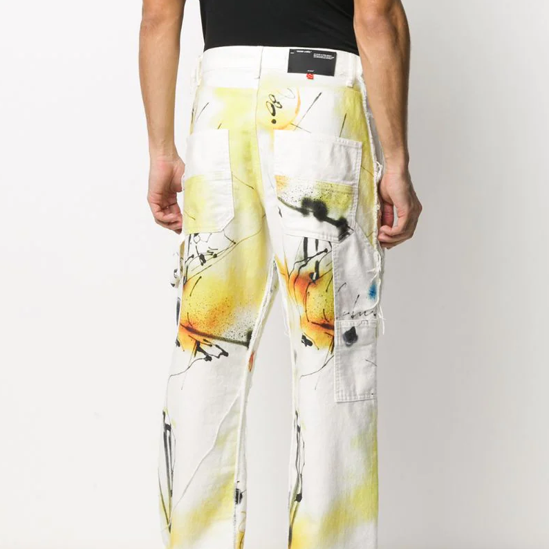 Men's Off-White SS22 Printing Straight Casual Pants/Trousers Loose Fit OMYA075S20H470289988ALL