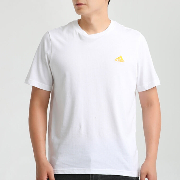 Men's adidas Round Neck Short Sleeve White T-Shirt GL2218