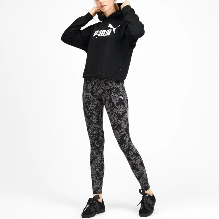 (WMNS) PUMA Elevated Essentials Cropped Fleece Hoodie 'Black' 580153-01