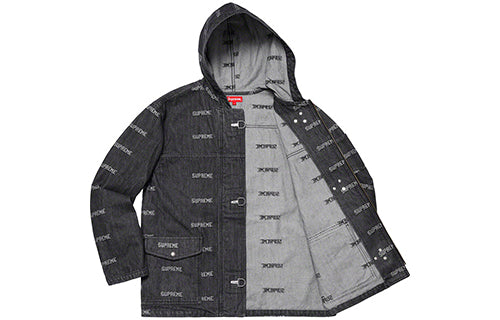 Supreme SS19 Logo Denim Turnout Jacket Black Logo SUP-SS19-651